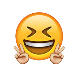 黄色表情包开口笑剪刀手开心