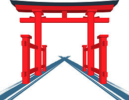 红色矢量卡通风格高大牌坊