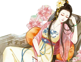 古代美女丫头卧坐