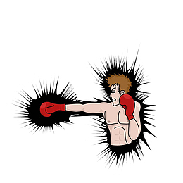 卡通出拳的搏击选手素材