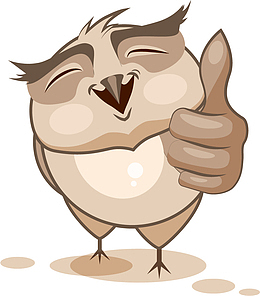 手绘卡通猫头鹰点赞表情