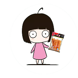 卡通小女孩拿着辣条惊呆的插画免