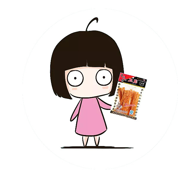 卡通小女孩拿着辣条惊呆的插画免