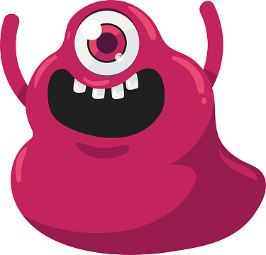 卡通红色大嘴小怪物矢量素材免费ai免费png矢量图独眼的小怪兽免费ai