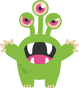 可爱绿色小怪物矢量素材