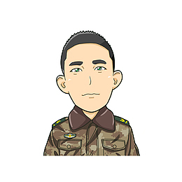 卡通严肃的解放军头像素材