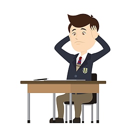 上学头痛男子表情
