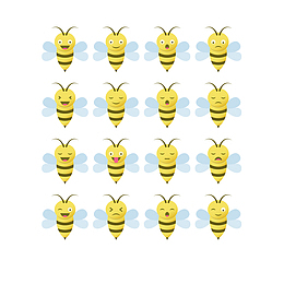 矢量EMOJI可爱卡通蜜蜂表情包
