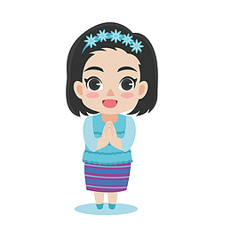 卡通期待的表情女孩PNG