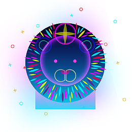 唯美星空幻想流体渐变狮子头