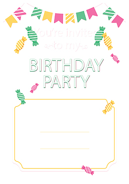 彩色糖果派对邀请函