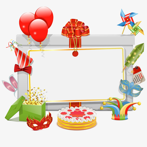生日用品边框图片免抠素材免费下载_觅元素51yuansu.com