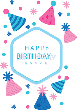 彩色生日帽花纹海报