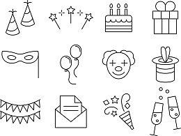 一组简洁的生日party素材图标