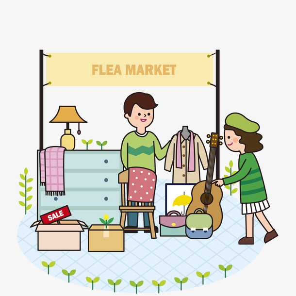 矢量卡通手绘购物商店