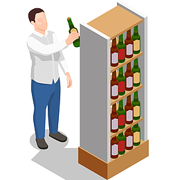 男士挑选酒矢量插画