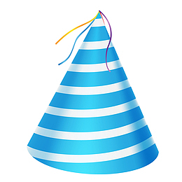 手绘矢量条纹生日帽子