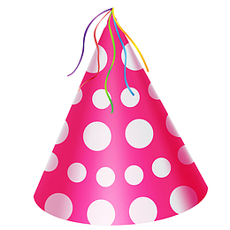 手绘矢量粉色斑点生日帽子