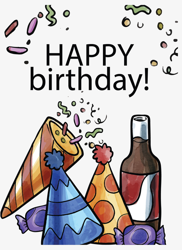 手绘生日快乐派对