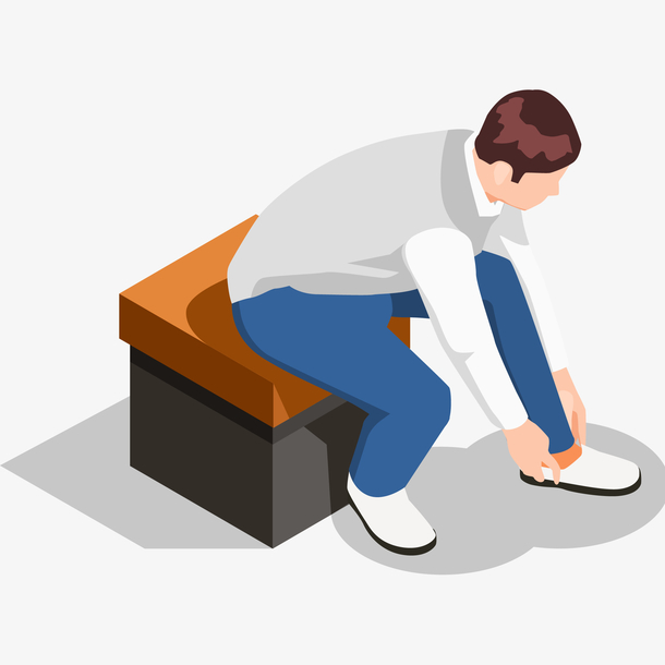 男士试鞋矢量插画