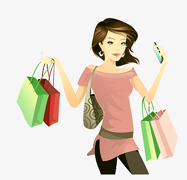 矢量卡通手绘商超购物