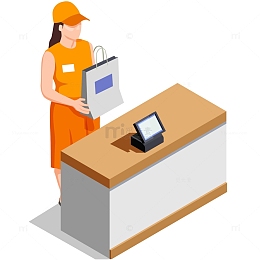 矢量收银员免抠PNG