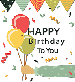 手拿气球生日贺卡