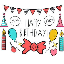 卡通手绘矢量图生日海报