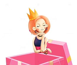 卡通手绘购物女王