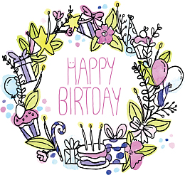 卡通花环生日快乐