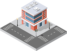 矢量图宽阔马路超市