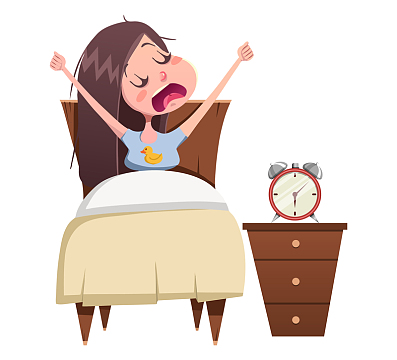 手绘刚睡醒的小女孩