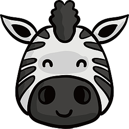 矢量图水彩卡通斑马头