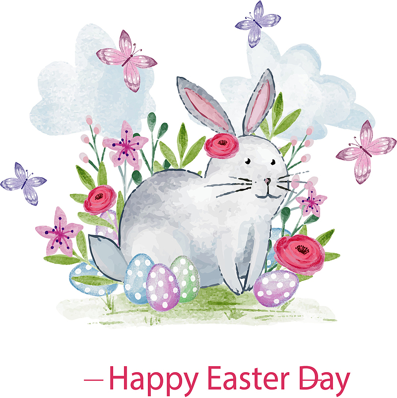 水彩手绘兔子复活节
