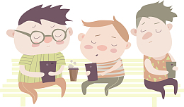 矢量图玩手机的孩子