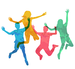 五四青年节跳跃人影