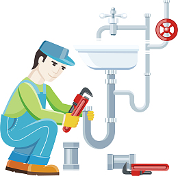 矢量图水彩修水管男士