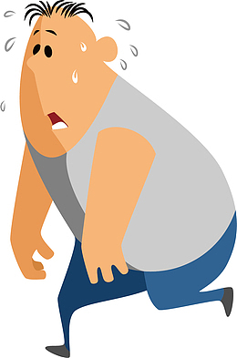 矢量图出汗的胖子