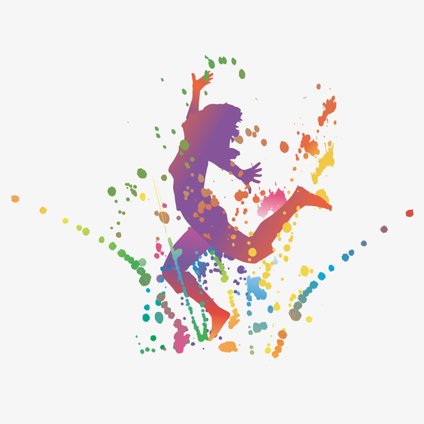 创意矢量水彩泼墨街舞跳舞