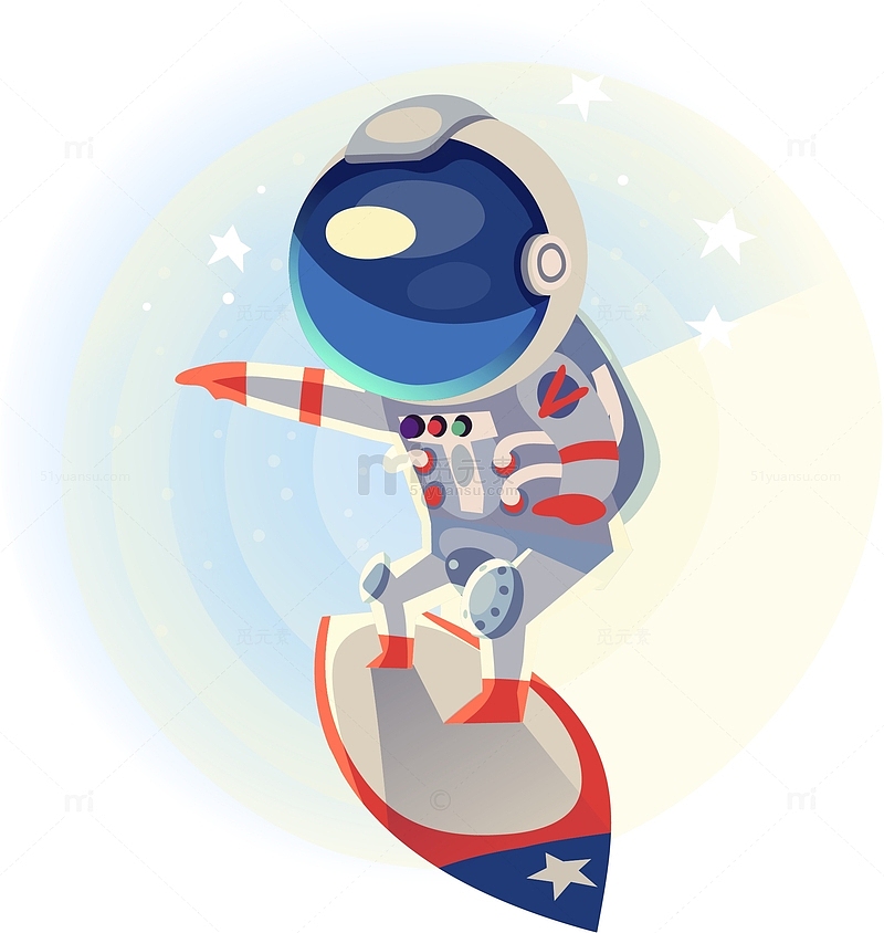 卡通创意玩滑板宇航员人物插画