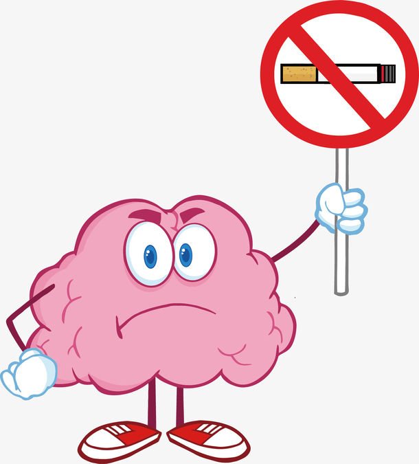 矢量图手拿禁烟牌子的大脑