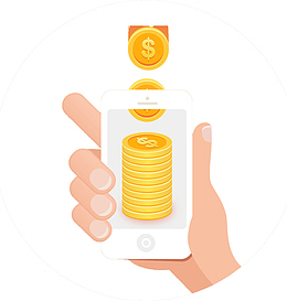 卡通手拿手机免抠图