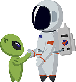 卡通宇航员外星人人物插画