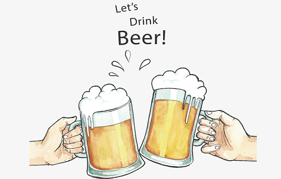 水彩手绘共同干杯