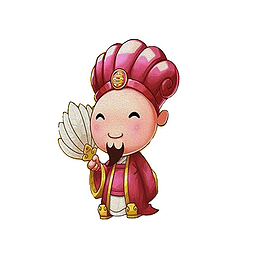卡通手绘水彩微笑的诸葛亮插画免
