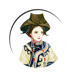 手绘水彩唯美少数民族美女插画免