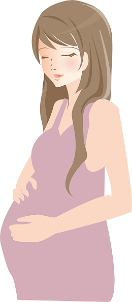 紫色微笑卡通母亲节孕妇