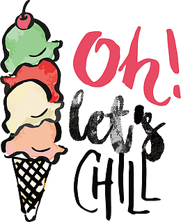 彩色冰激凌夏季水彩涂鸦风格元素