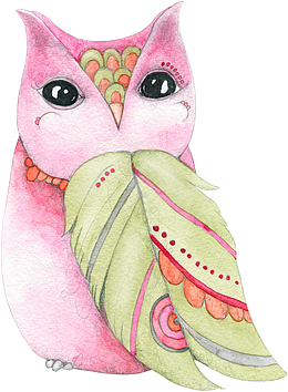 手绘彩色猫头鹰