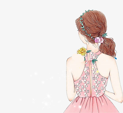 三八节人物手绘人物背影插画